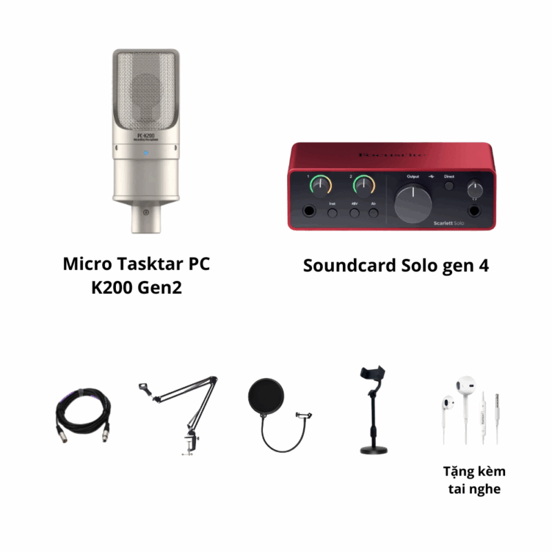 Bộ Soundcard Solo Gen 4 và mic K200 Gen 2